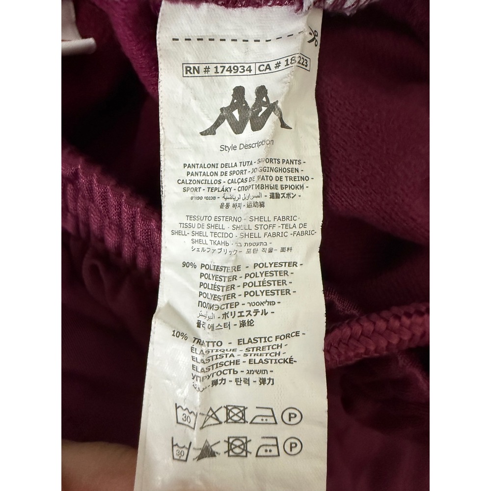 Kappa Y2K Burgundy Logo Tape Track Pants Women's M Zip Ankle Joggers Retro - Picture 11 of 16